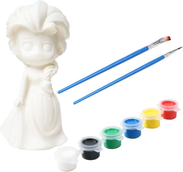 Paint Your Own Elsa Coin Bank for Girls, Princess Money Box Kits for Kids, DIY Craft Paint Art Supplies, Elsa Piggy Bank Arts & Crafts Activity, Great Birthday Gifts for Girls Boys Money Bank